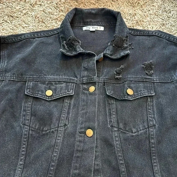 Black Rainbow Colored Mickey Painted Distressed Upcycled Jean Jacket Size Med - Picture 5 of 6